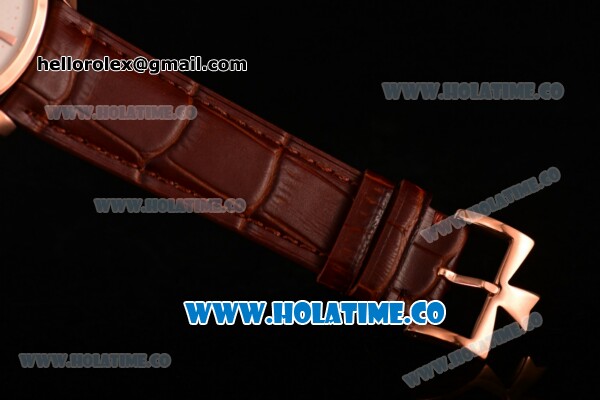 Vacheron Constantin Patrimony Miyota 9015 Automatic Rose Gold Case with White Dial Brown Leather Strap and Stick Markers - Click Image to Close